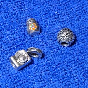 Pandora Silver Charm Set with Orange and Pink Accent